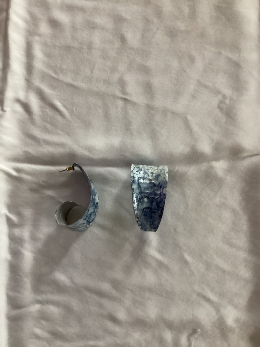 Blue Marbled Hoop Earrings - Women Accessories